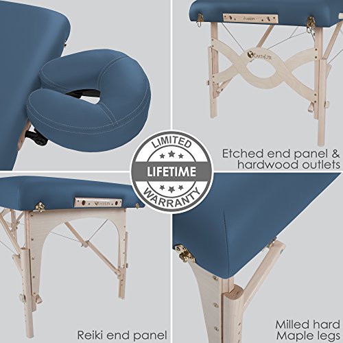 EARTHLITE Portable Massage Table Package AVALON – Reiki Endplate, Premium Flex-Rest Face Cradle & Strata Cushion, Carry Case (30”x73”)