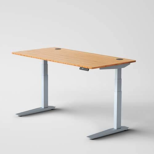 Jarvis Standing Desk Bamboo Top - Electric Adjustable Height Sit Stand Desk - 3-Stage Extended Range Frame with Memory Preset Ha