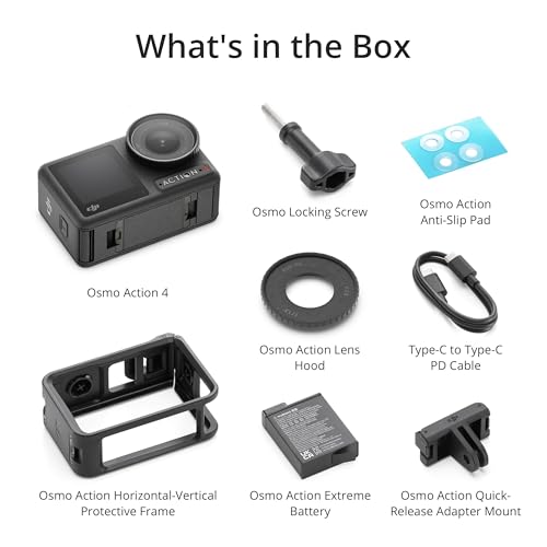 DJI Osmo Action 4 Standard Combo, 4K/120fps Waterproof Action Camera with a 1/1.3-Inch Sensor, Stunning Low-Light Imaging