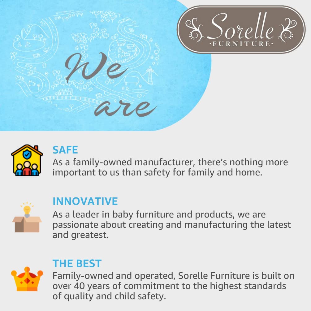 Sorelle Furniture Farmhouse White Changing Table and Changing Pad, Dressing and Diaper Changing Table for Baby Room
