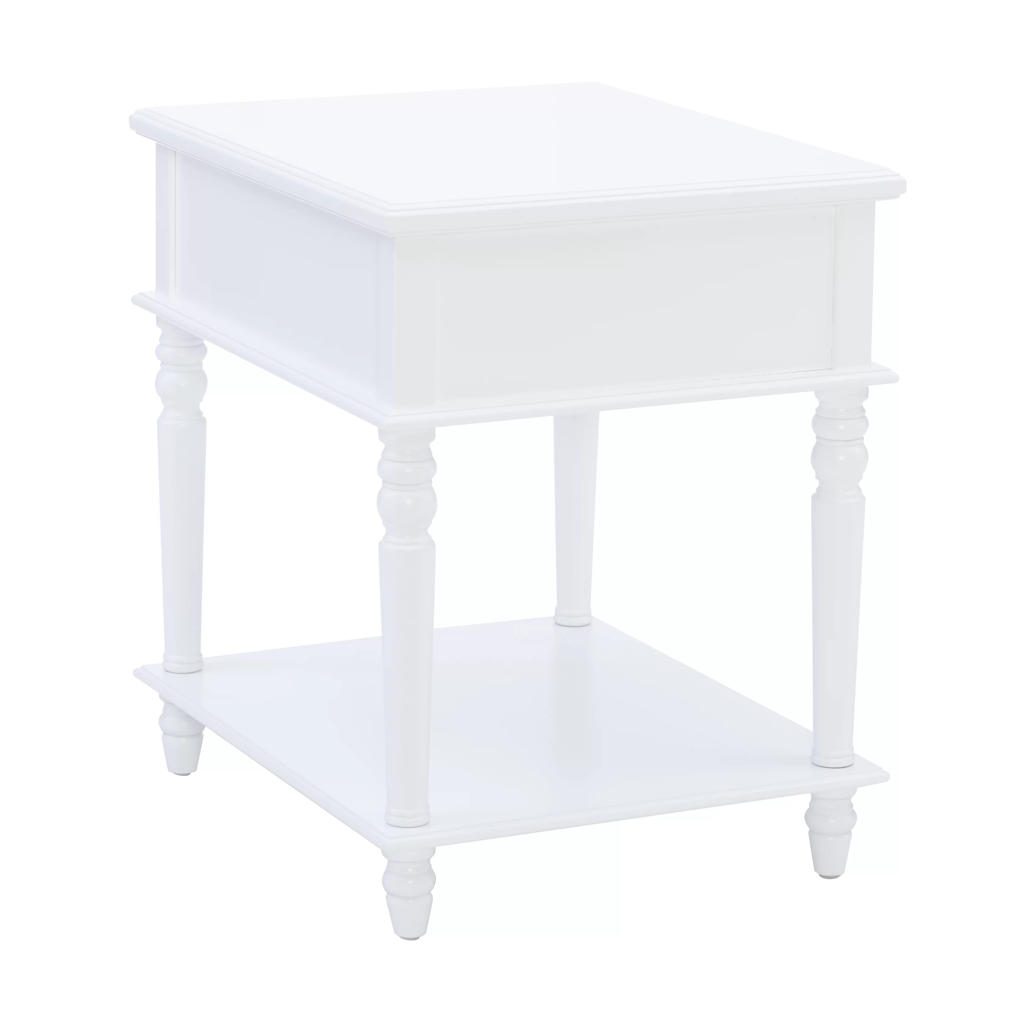 Powell Victoria Single Drawer Indoor Accent Side Table, 26" Tall, White