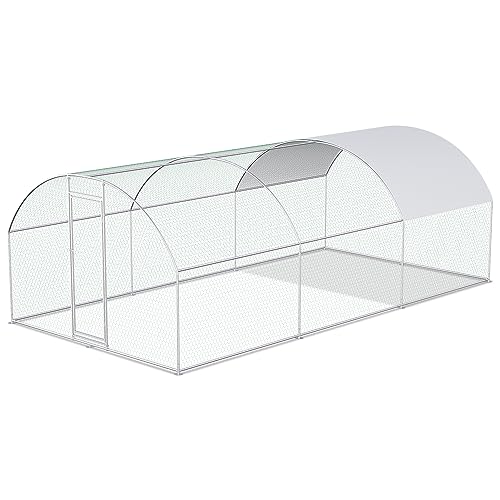 Chicken Coop Large Metal Chicken Run for 6/10 Chickens Poultry Cage with Waterproof Cover for Duck Walk-in Chicken Pen for Yard