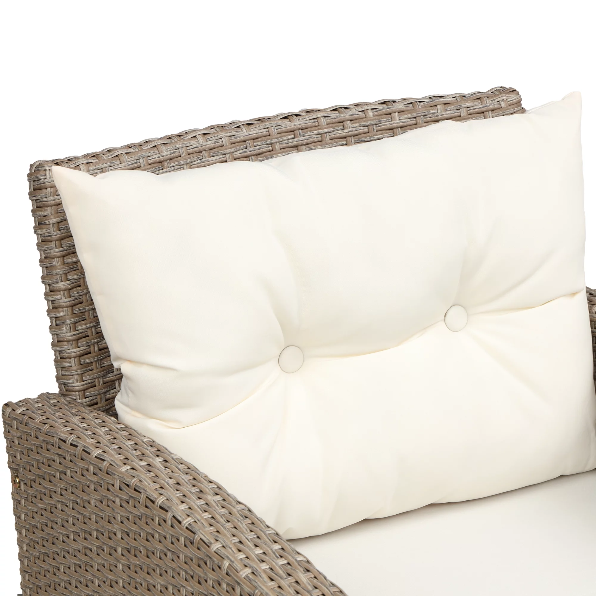 Dcenta Living room, Outdoor, Patio Furniture Sets, 4 Piece Conversation Set Wicker Rattan Sectional Sofa with Seat Cushions, Beige Brown