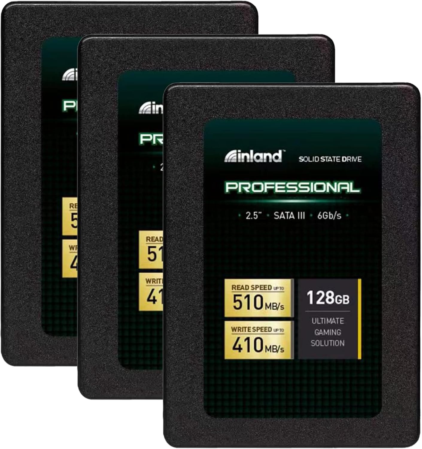 Inland Professional 3 Pack 128GB SSD SATA III 6GB/s 2.5" TLC 3D NAND Internal Solid State Drive (3x128GB) Pack of 2
