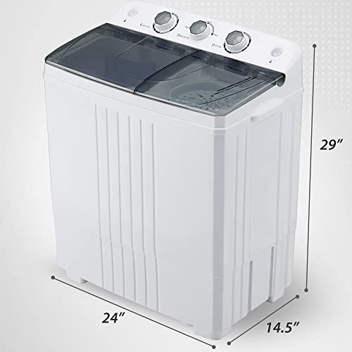 Homguava Portable Washer Machine Mini Compact Twin Tub Washing Machine Washer and Dryer Combo Laundry 2 In 1 Compact Washer Built-in Gravity Drain