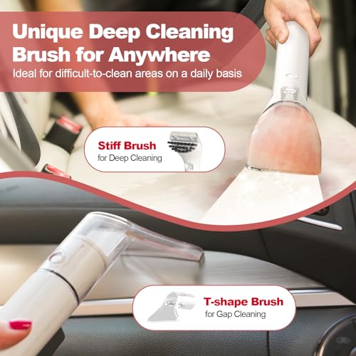 Upholstery Carpet Cleaner, MUJERBAY® 12Kpa Portable Spot and Stain Cleaner, Easy Move with Universal Wheels & Handle