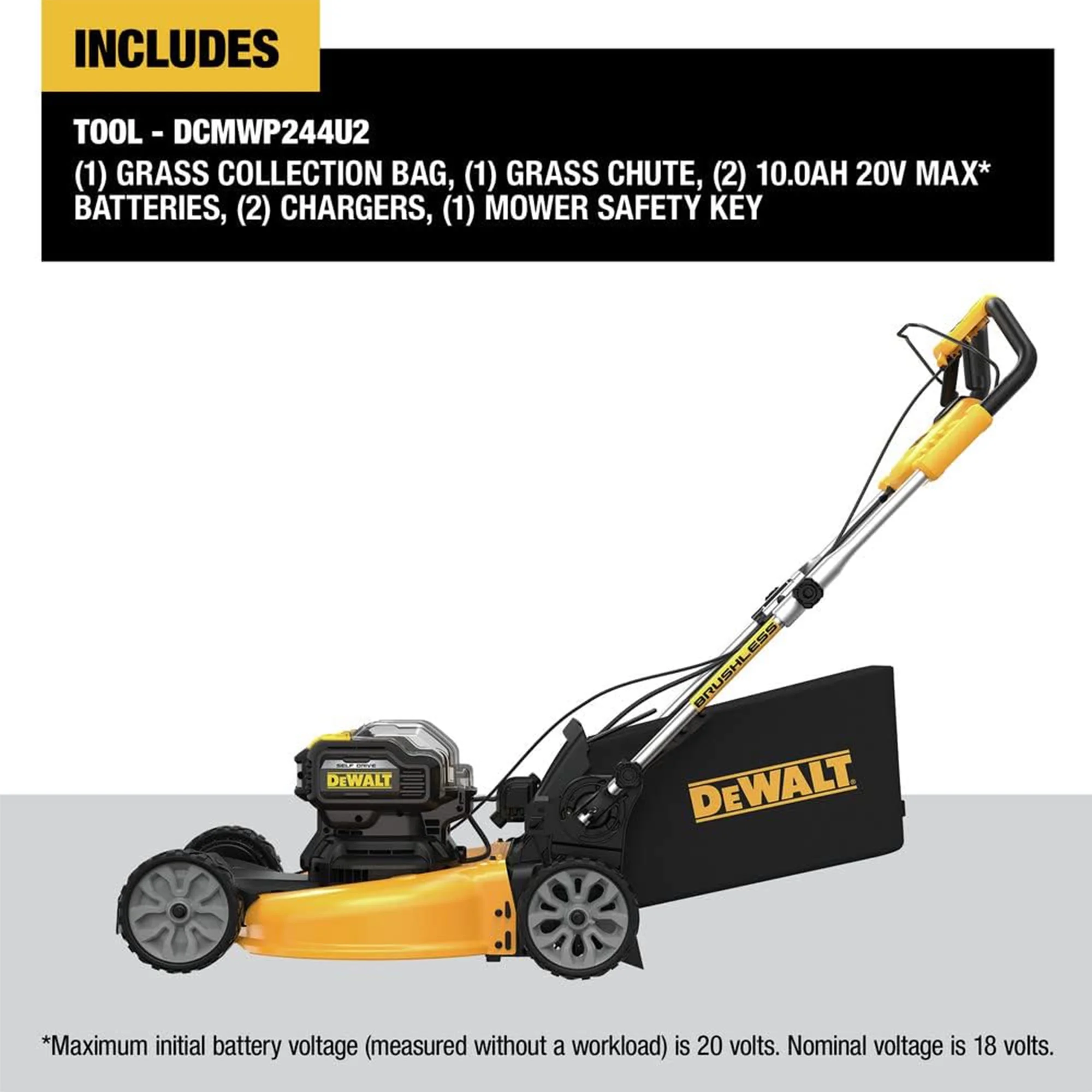 DEWALT 20V MAX Self Propelled 21.5 Inch Automatic Brushless Lawn Mower