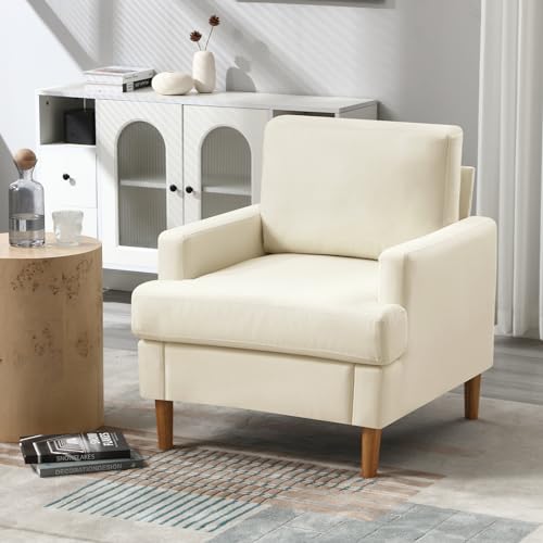 Apicizon Grey Accent Chair Set of 2, Modern Mid-Century Linen Armchair for Living Room, Comfy Upholstered Reading Accent Chairs