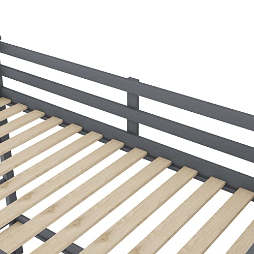 Harper & Bright Designs Twin Over Twin Bunk Bed with Trundle, Wood Bunk Bed with Storage Stairs for Kids Teens Adults (Walnut)