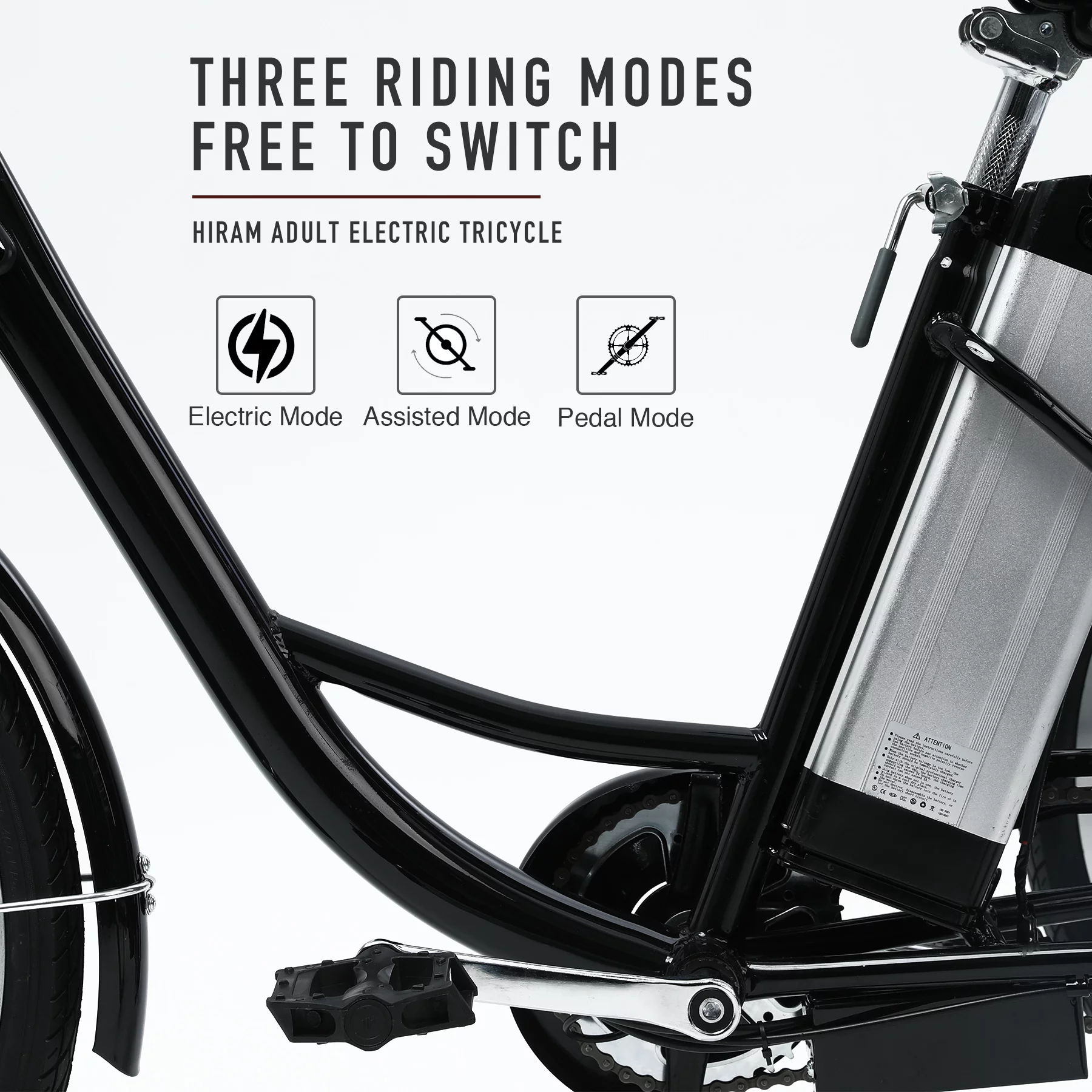 VIRIBUS 24 Inch Electric Trike Bike for Adults 36V 3 Wheel Electric Bicycle for Women Men, Black