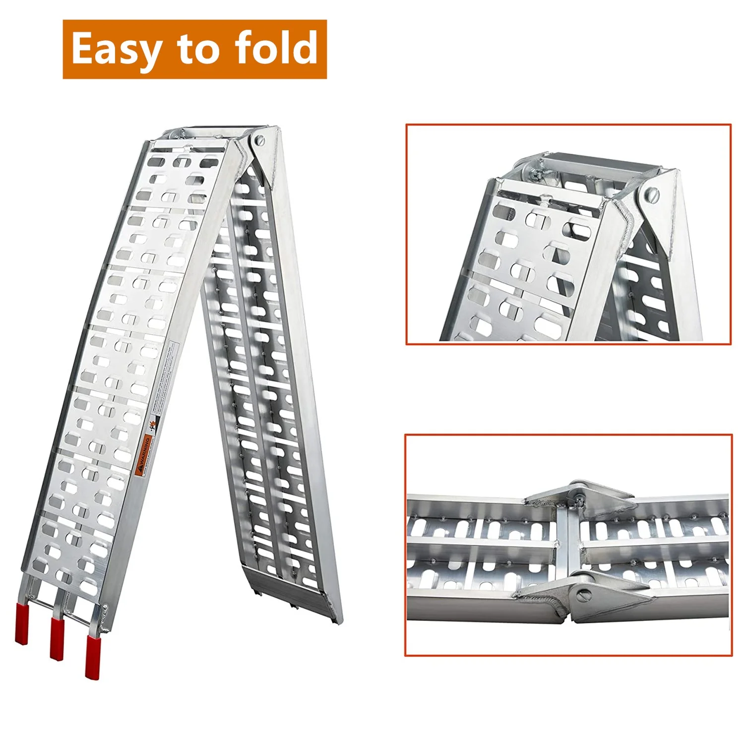 Teedor 89" L x 12" W Folding Ramps(2 Pack), Aluminum Loading Ramps, Mower Ramps, Anti-Slip Rustproof, 1500 lbs Max Load / 2Pcs, for ATV, Truck