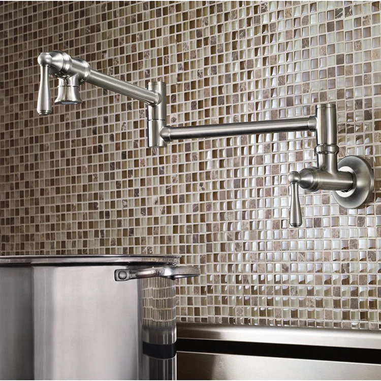 Traditional Two Handle Wall-Mount Pot Filler Faucet