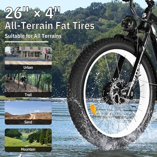 TUTTIO Electric-Bike for Adults-Men, Dual-Motor-Ebike 40-46MPH-Hunting-Ebike, 52V 30AH Long Range Dirtbike, 26" Fat-Tire-Electric-Bicycle