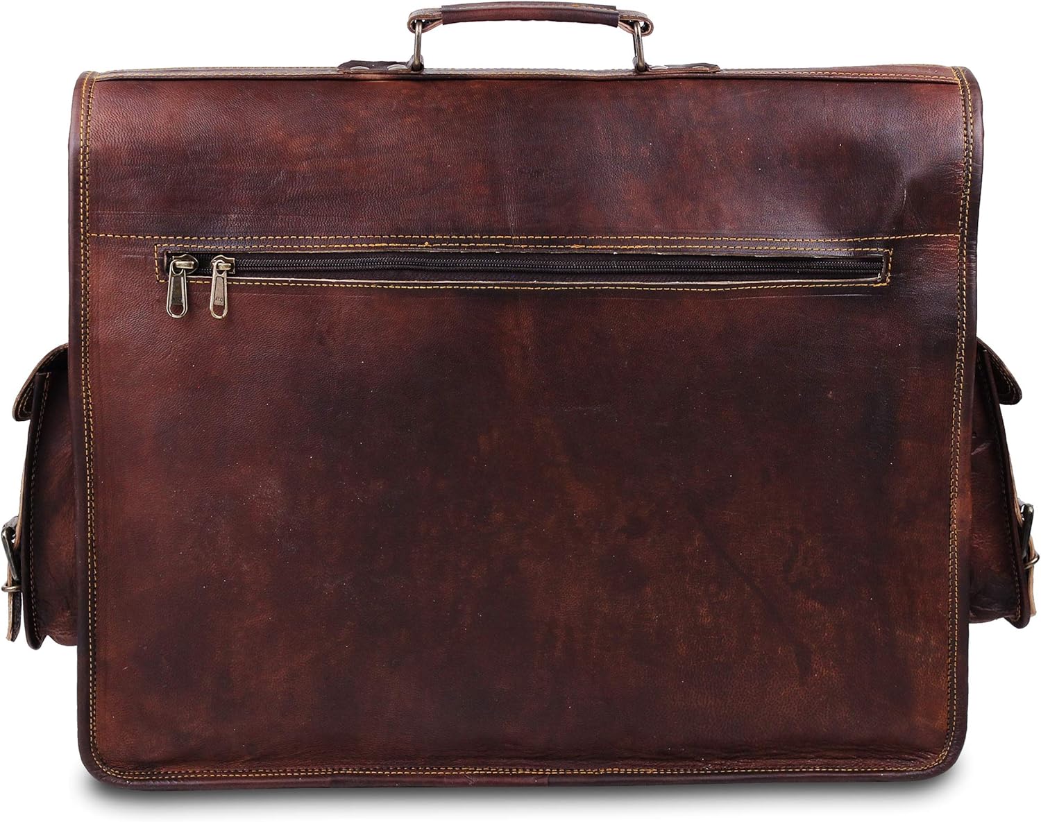 Vintage Leather Laptop Bag for Men Full Grain Large Leather Messenger bag for men 18 inches with rustic look Best leather briefcase by Hulsh
