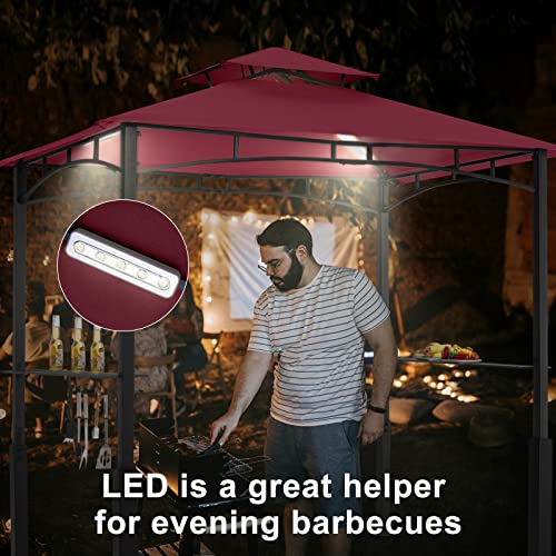 ABCCANOPY 8x5 Grill Gazebo - Outdoor BBQ Canopy Shelter with Led Light for Patio Backyard Grilling (Dark Gray)