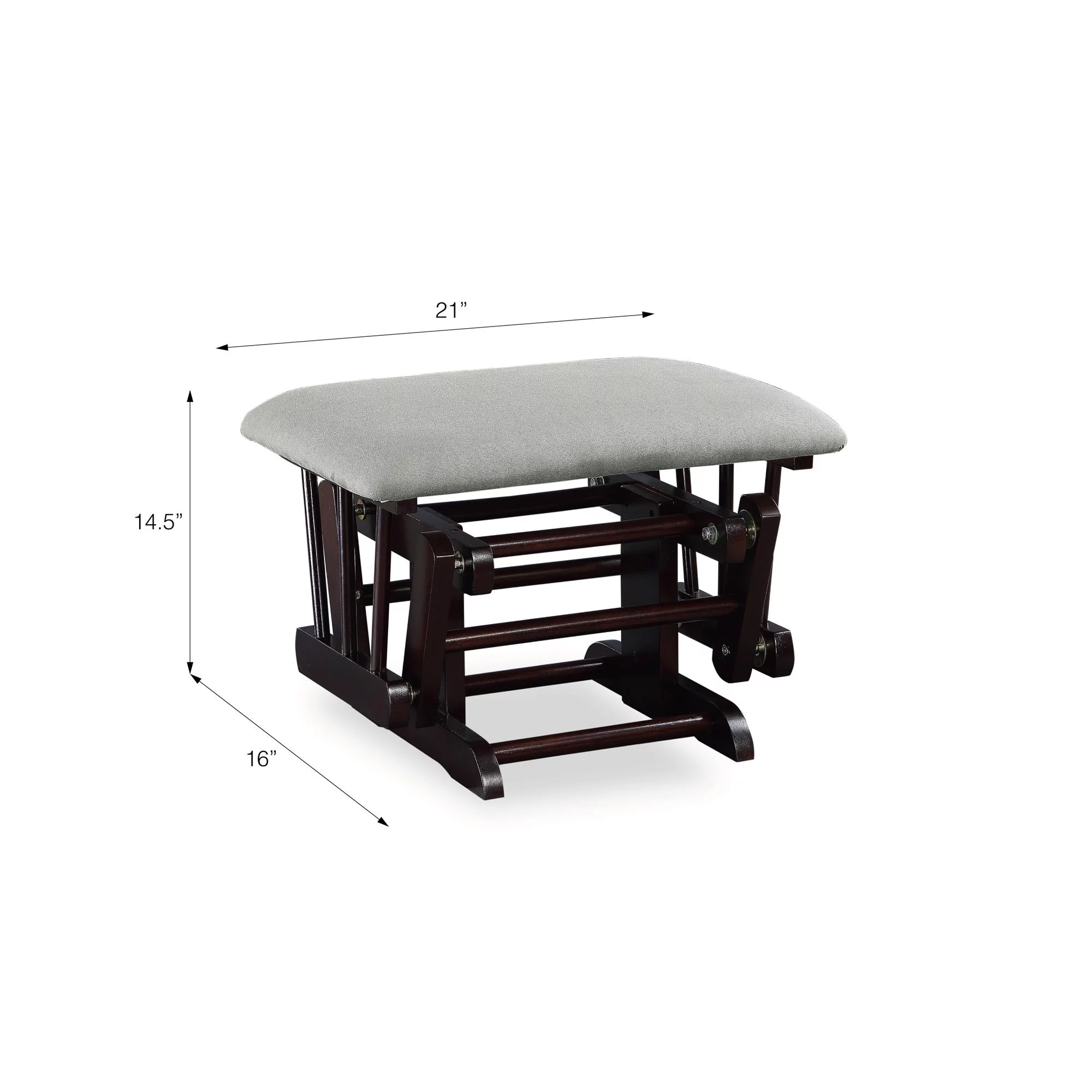 Baby Relax Huntington Glider Rocker with Storage and Ottoman, Espresso Finish with Gray Cushions