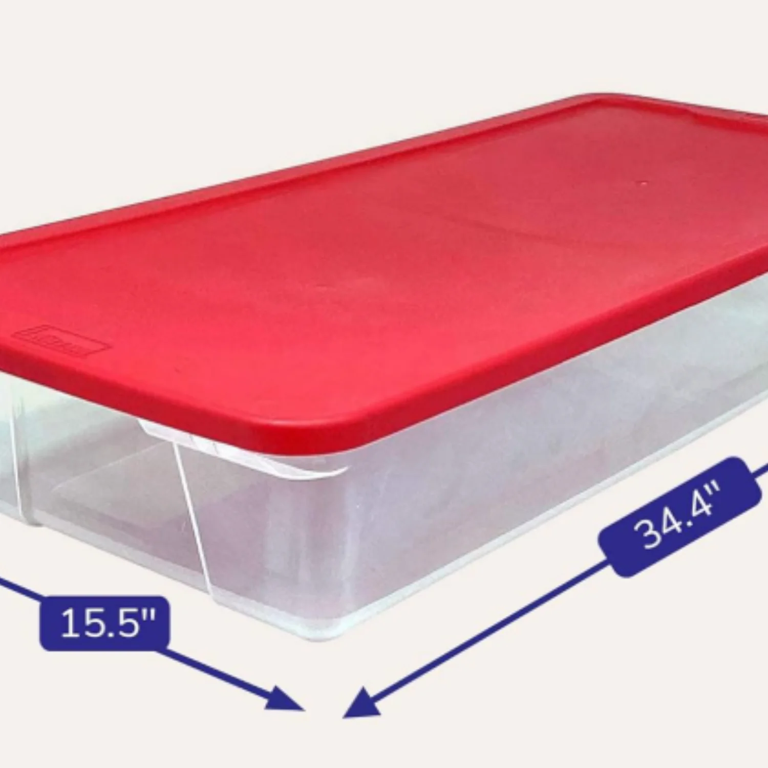 2-Pack Holiday Tote, Clear Plastic Storage Organizer Bins with Lids, 41 Quart, Red