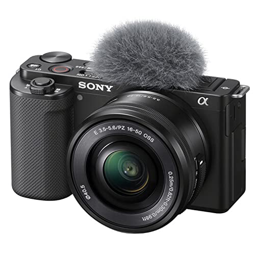Sony ZV-E10 Mirrorless Camera with 16-50mm Lens + 2pcs 64GB Memory + LED Video Light + Case+ Tripod + Steady Grip Pod + Filters + Macro + 2X Lens +