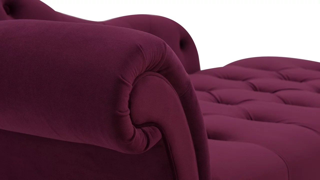 Samuel Tufted Roll Arm Chaise Lounge Burgundy - Radiant Selections