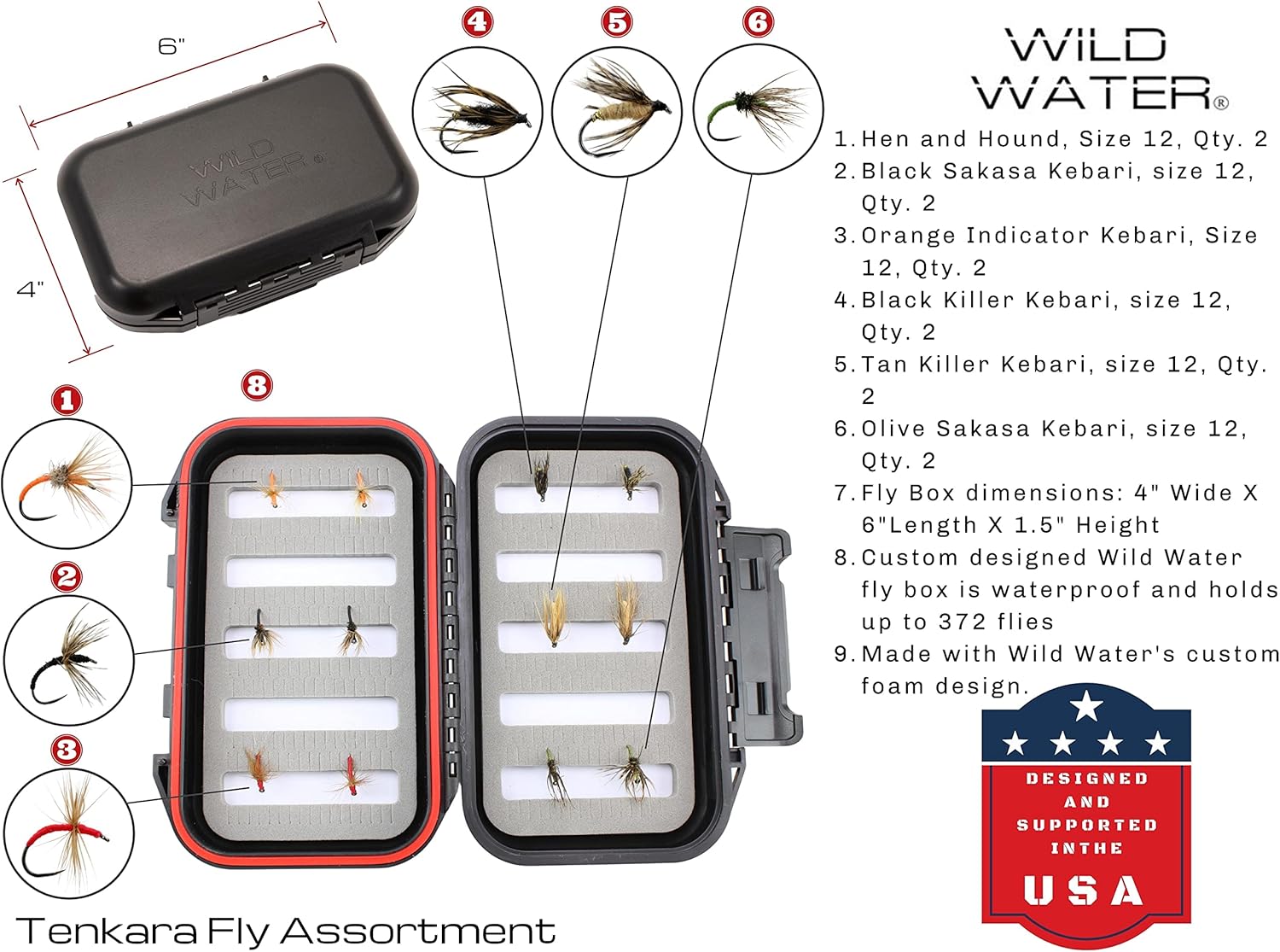 Wild Water Fly Fishing 8' Tenkara Fly Rod Complete Combo Starter Package with Flies