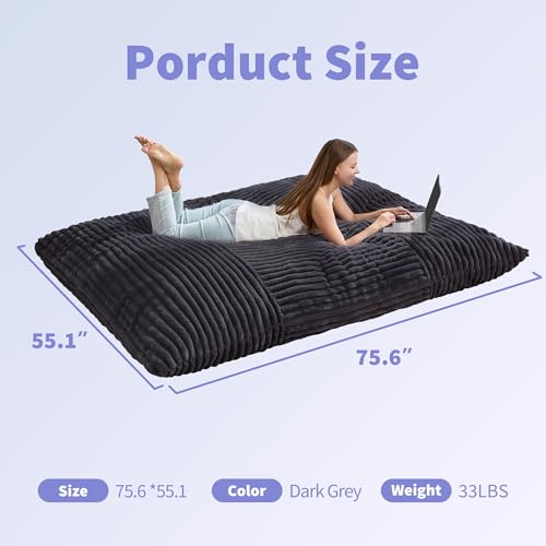 Hobestluk 3 in 1 Bean Bag Chair Giant Bean Bag Chairs Convertible Bean Bag Floor Cushion with Machine Washable Cover