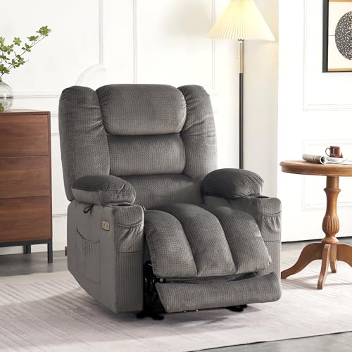 MCombo Zero Gravity Power Recliner Chair with Heat and Vibration Massage, Reclining Chair with USB & Type C Ports, Cup Holders for Living Room