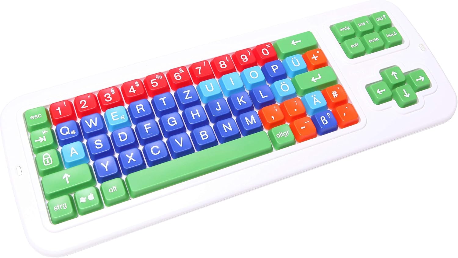 Clevy Color Coded German Computer Keyboard with Uppercase White Lettering - 102778