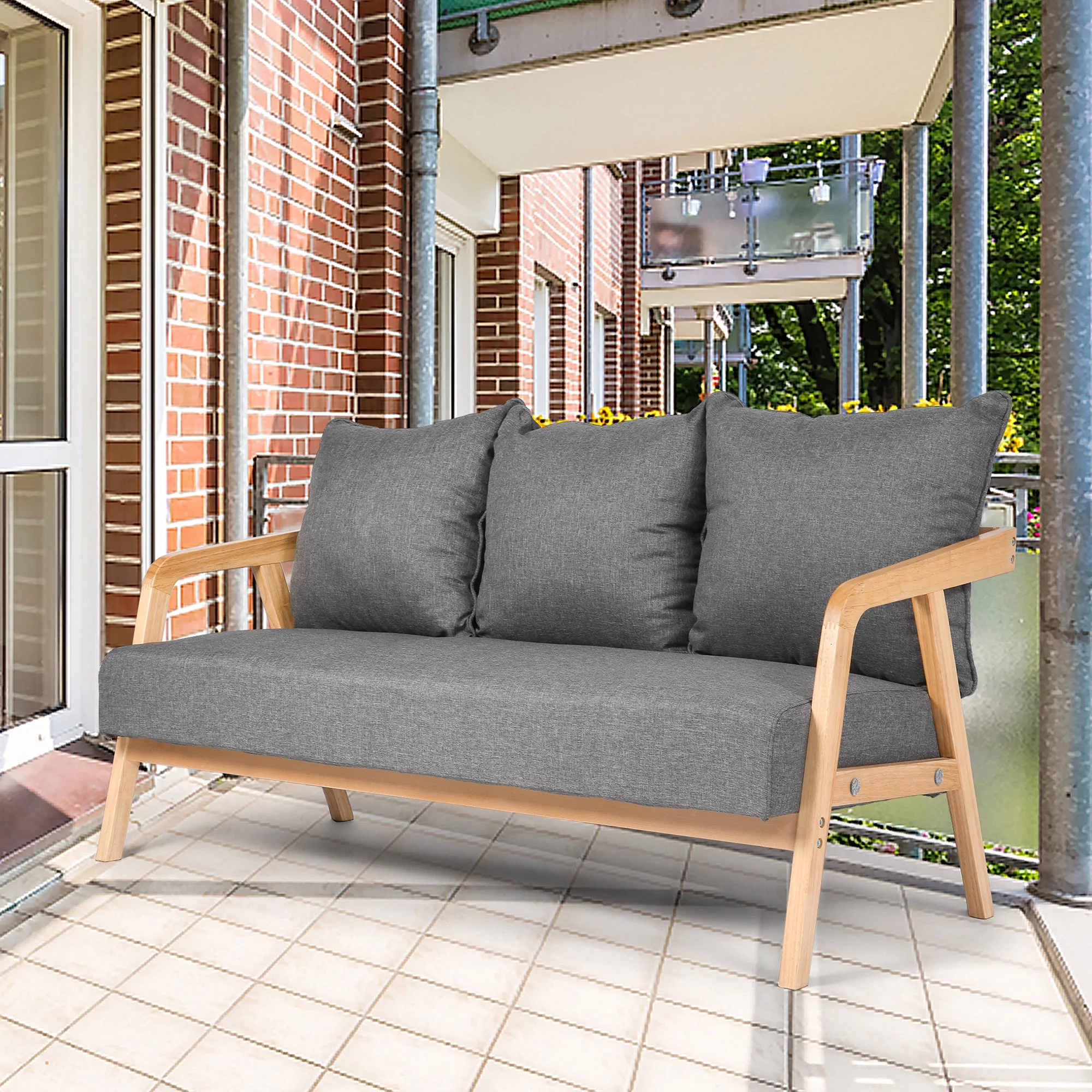 KARMAS PRODUCT 3-Seat Upholstered Loveseat Sofa - Modern Soft Comfort Couch for Living Room, Small Space - Grey Futon Couch