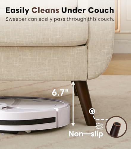 Tbfit L Shaped Couch Sofa, 80" W Mid-Century Modern Sectional Couches, 3 Seater Sofas with Wide Chaise Lounge & Two Pillows