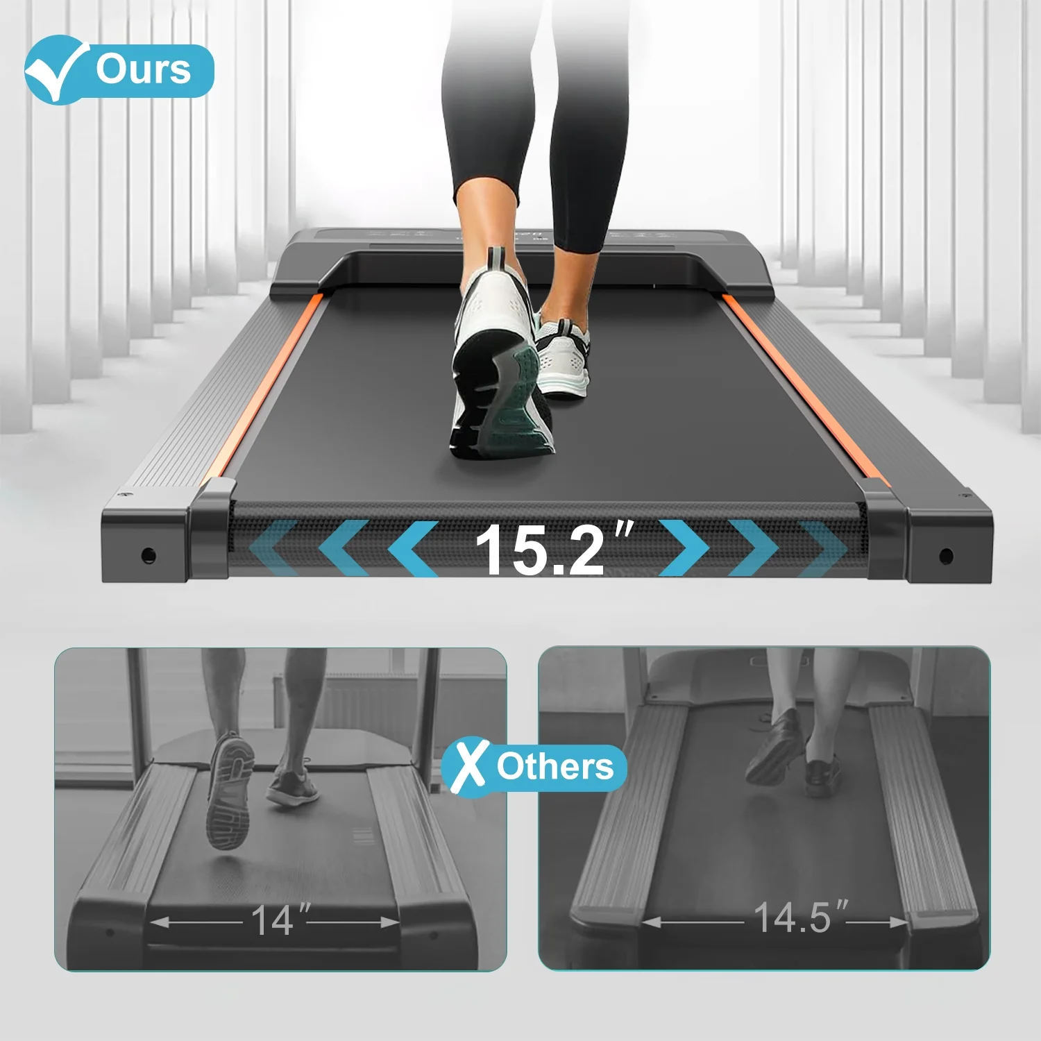 2.5HP Under Desk Electric Treadmill, MINI Waking Jogging Machine Installation-Free, Portable Walking Machine for Home, Office & Gym