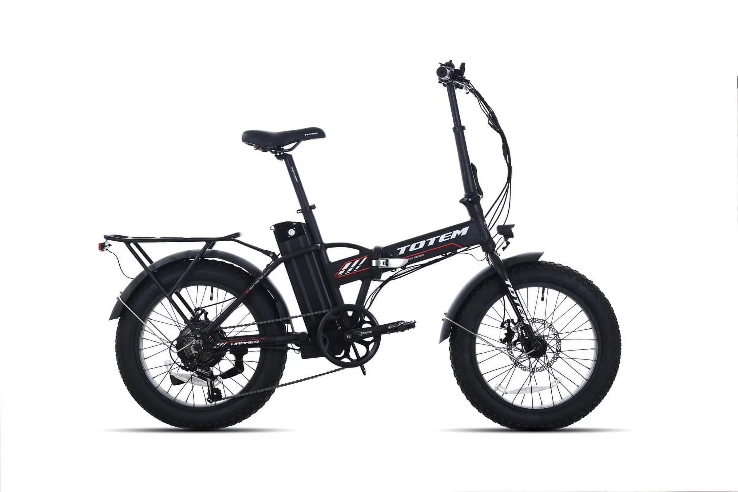 Totem Hammer Electric Bike for Adults, 20” x 4” Fat Tire Folding Ebike, 500W Powerful Motor Electric Folding Bike, 48V 10.4Ah Removable Battery
