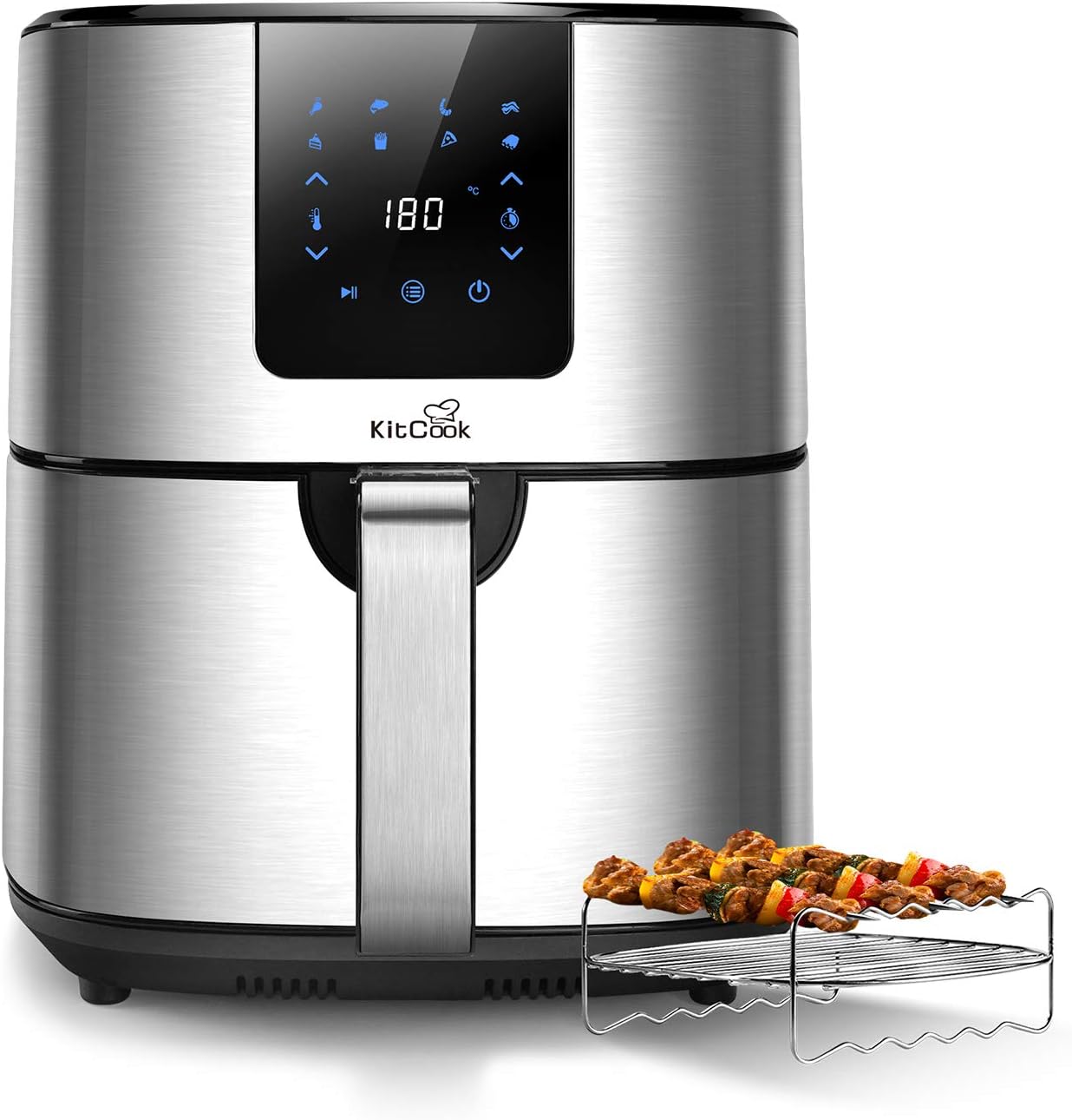 KitCook Large Air Fryer XL with Stainless Steel Basket, 6.8QT Air Fryers Oven with LED Screen
