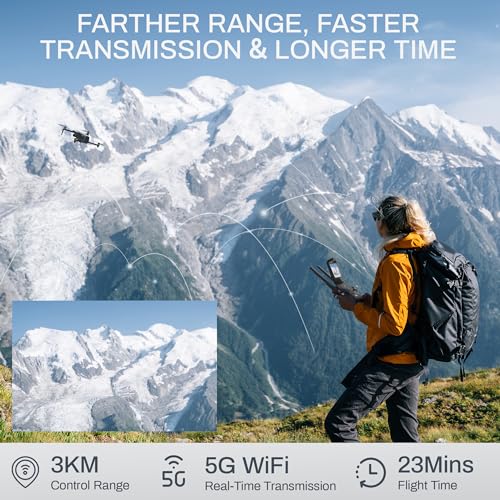 BEZGAR BD901 Drones with Camera for Adults 4K Long Range - Foldable Mini Drone with 4K Video, 3-Axis Gimbal, 3KM Transmission, 23 Mins Flight Time
