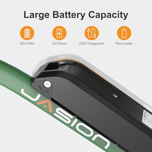 Jasion EB5 Electric Bike for Adults with Peak 500W Brushless Motor, 40Miles 20MPH Commuting Electric Mountain Bike with 360Wh Removable Battery