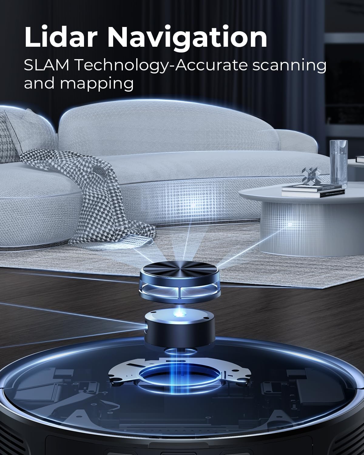 Laresar Robot Vacuum and Mop Combo, 3 in 1 Robotic Vacuum with 3.5L Self Emptying Station, Equipped with Lidar Navigation,Smart App Control