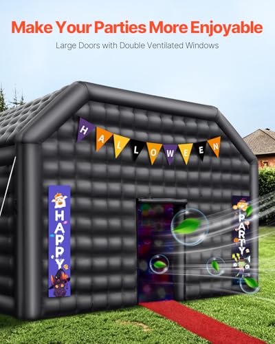 VEVOR Inflatable Nightclub, 26.2 x 19.7 x 13.1 Ft, Blow up Party Tent with Disco Lights & 1100W Blower, Large Inflatable Night Club Tent for Adults