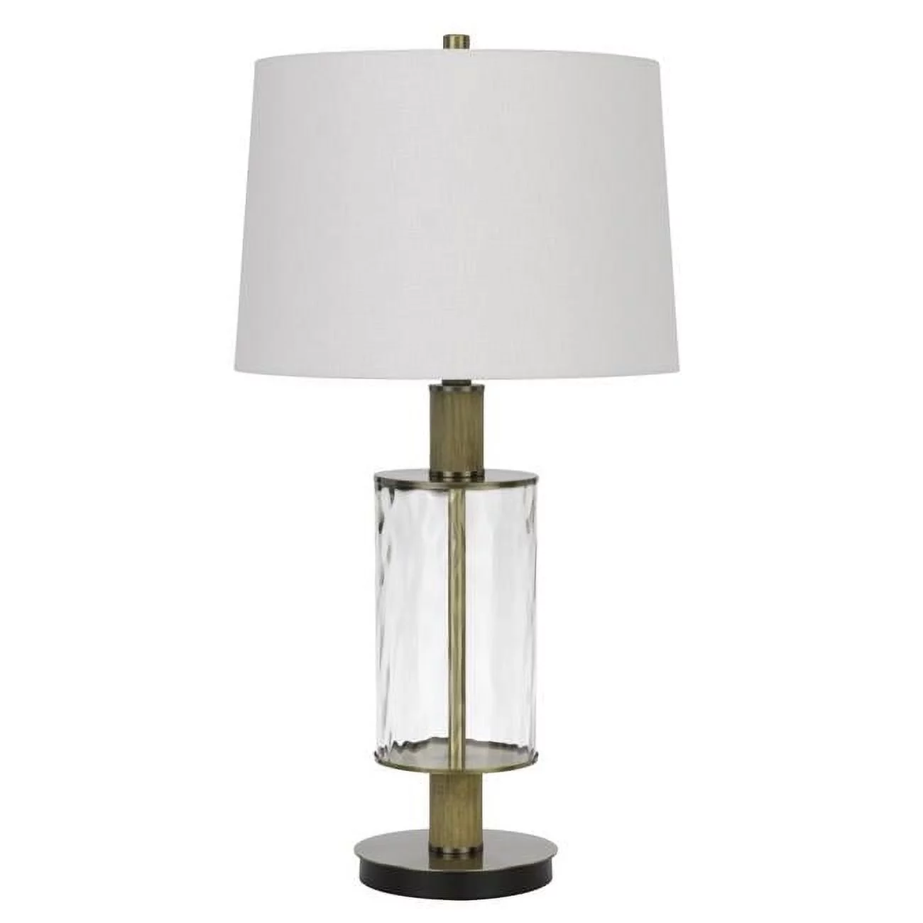 42 in. Glass Table Lamp with Dimmer & Oak Wood Accent, Clear