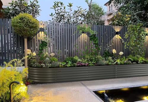 A ANLEOLIFE 8X4X1.5 ft Galvanized Raised Garden Beds Outdoor, Oval Large Metal Planter Box for Planting Vegetables Flowers Herb