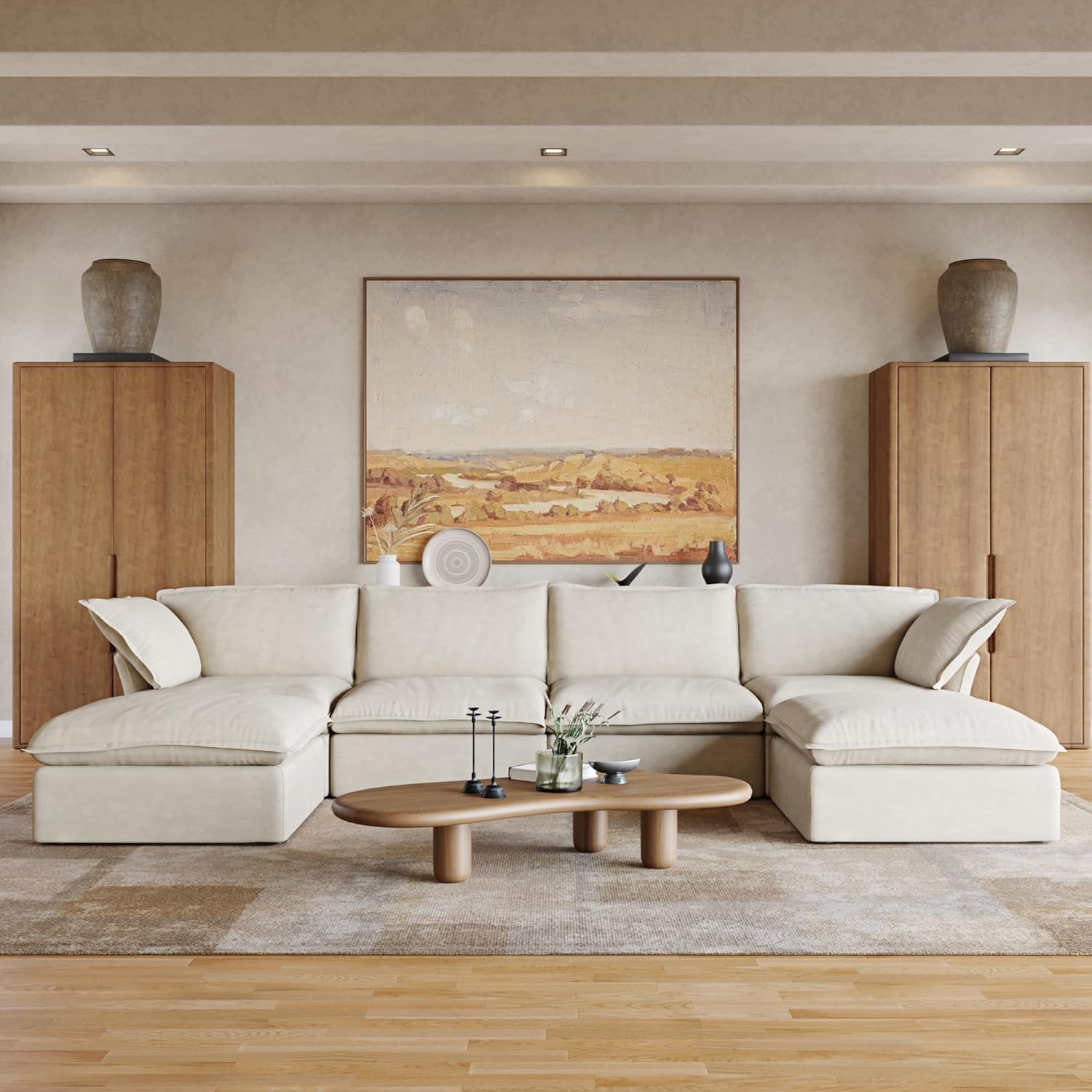 JACH U Shape Couch Sectional for Living Room, Convertible Sectional Sofa, Modern Deep Seat Cloud Couch