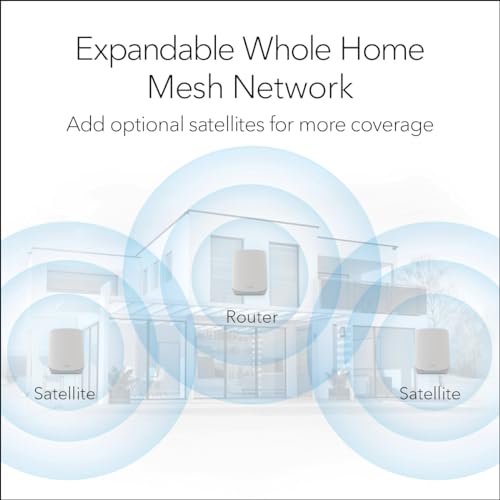 NETGEAR Orbi Whole Home Tri-Band WiFi 6 Mesh Network System (RBK663) &ndash; Router with 2 Satellite Extenders, Security Features, Coverage up to 6