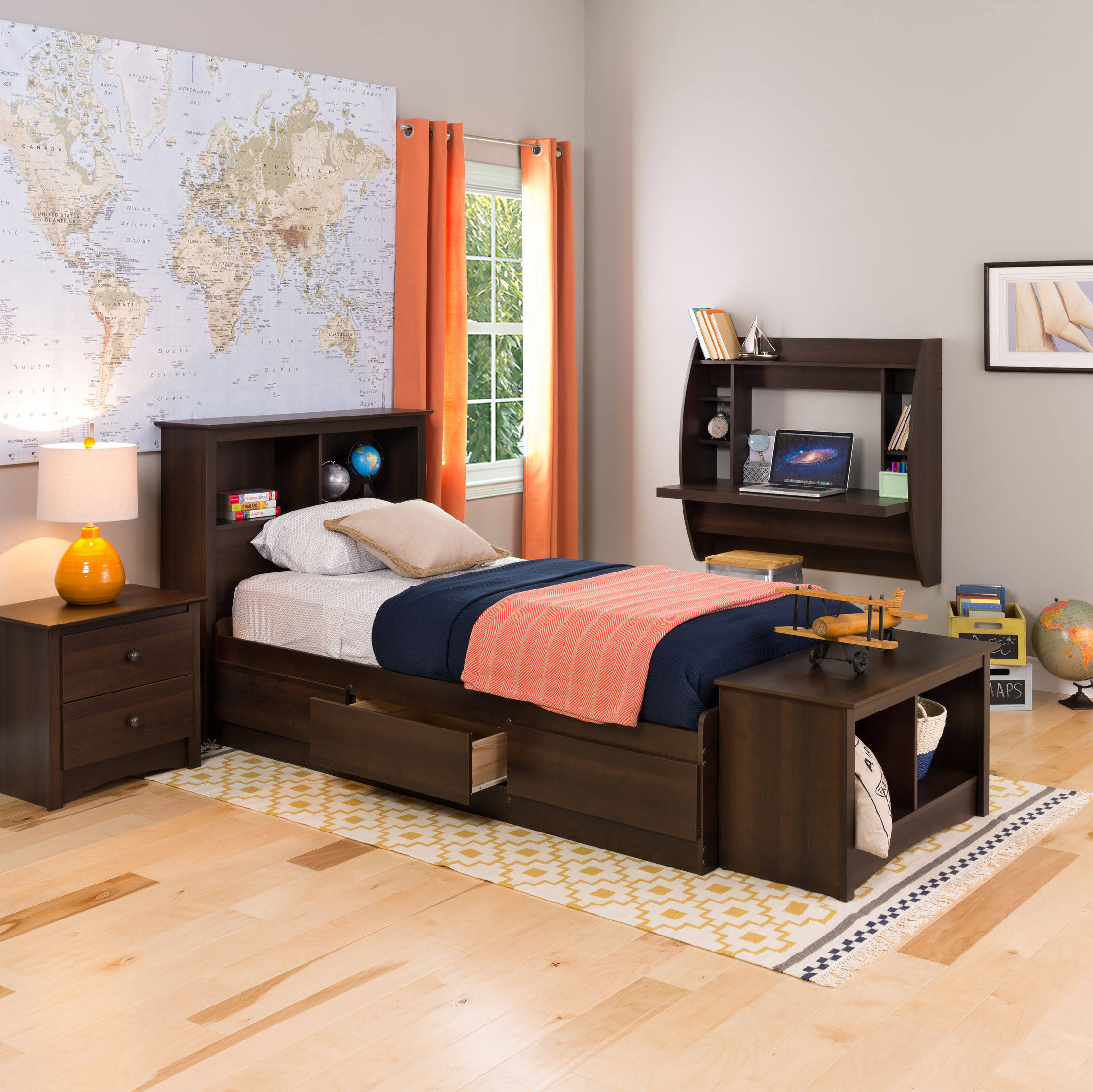 Prepac Espresso Twin Bookcase Headboard