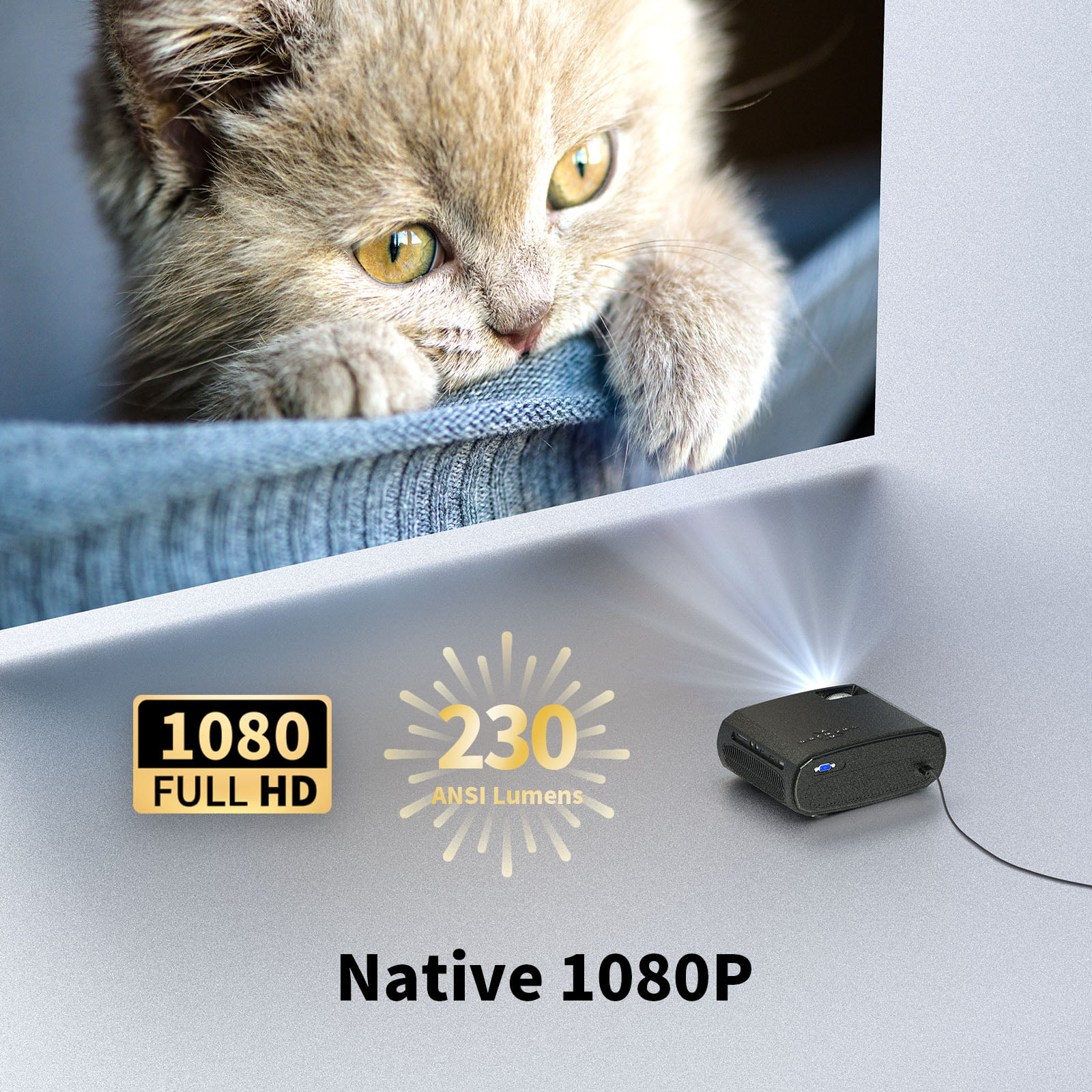 WEWATCH 230ANSI 15000 Lumens Outdoor Projector with 5G WiFi Bluetooth, 100% Zoom & Keystone Correction 1080P Projector
