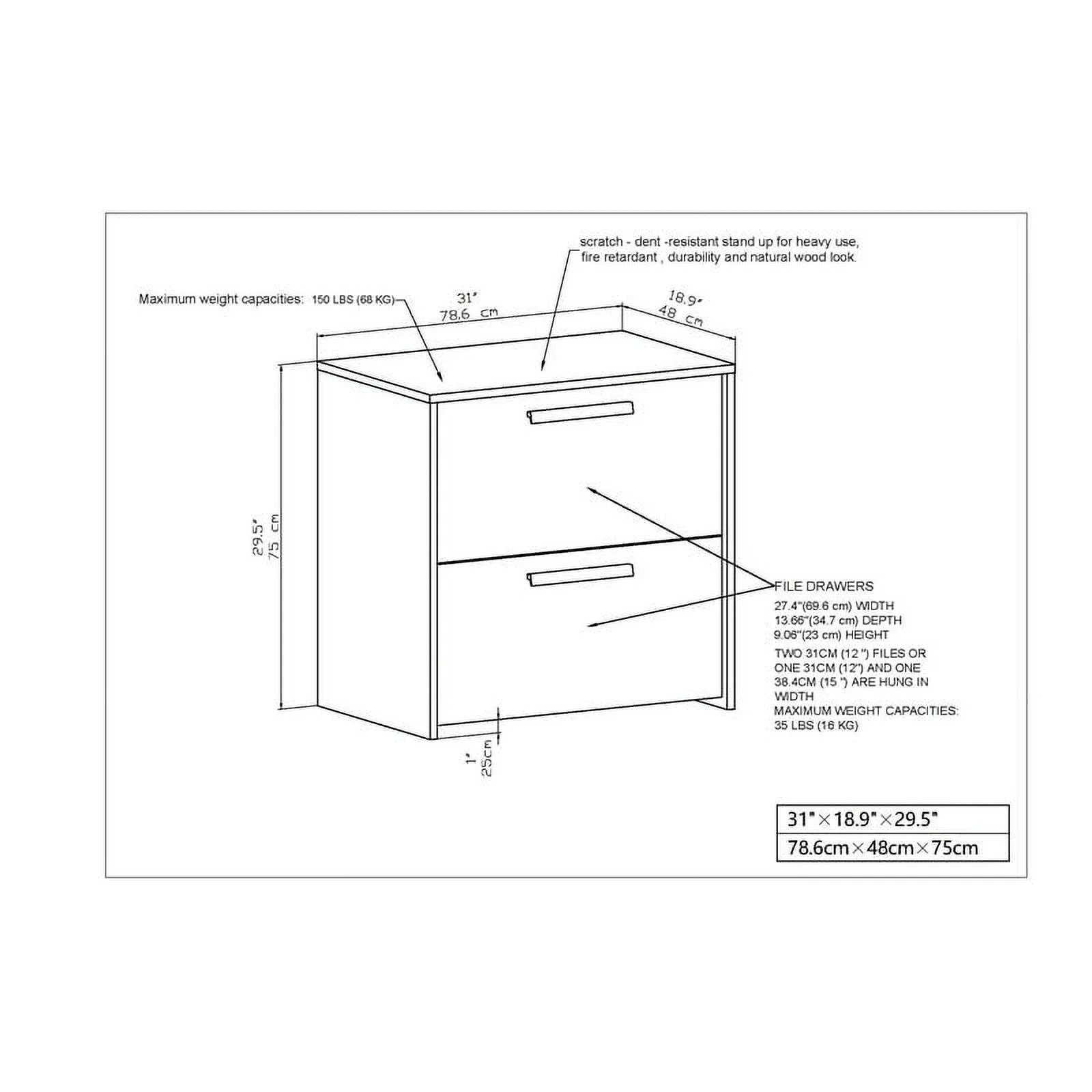 Urbanpro 2-Drawer Modern Wood Lateral File Cabinet in White Finish