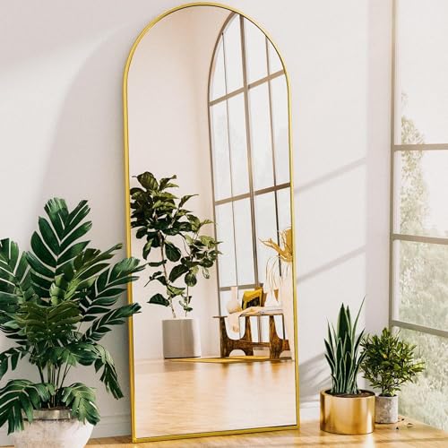 Full Length Mirror, 76"x34" Arched Floor Mirror Freestanding, Floor Standing Full Body Mirror with Stand for Bedroom
