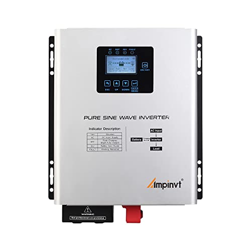 800W Pure Sine Wave Inverter with AC Charger, DC 12V to AC 120V Output,UPS Backup Power Low Frequency Inverter for Lithium, Sealed,AGM, Gel