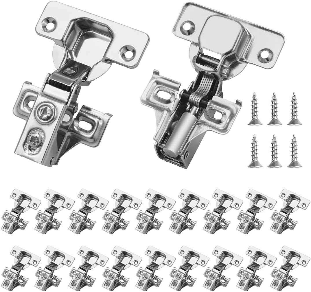 Gezhesiwei 30Pack Soft Close Hinges Full Overlay Cabinet Door Hinges for Face Frame Style Cabinet,110 Degree Kitchen Steel Hinges with Screws