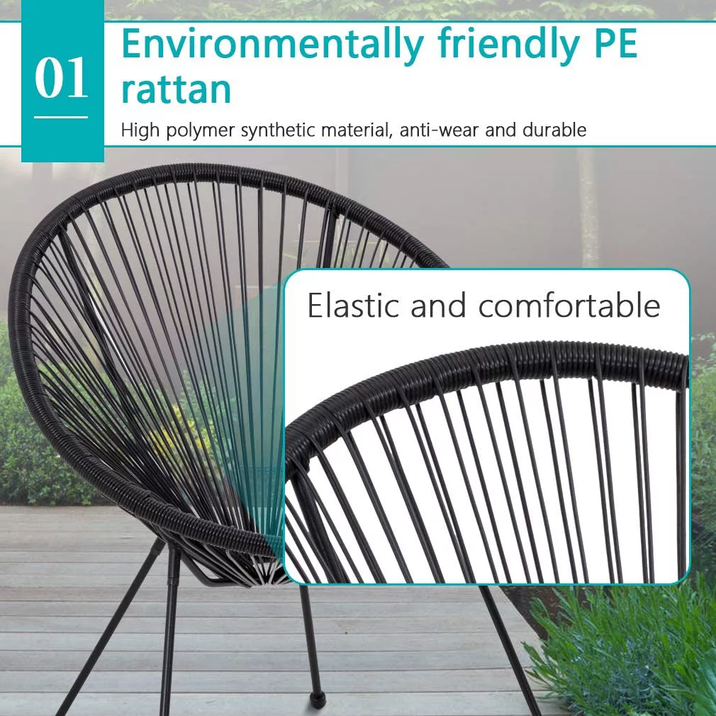 Bistro Table Set Patio Bistro Set Outdoor Chairs Set of 2 Acapulco Chairs Small Patio Table and Chairs All-Weather Hammock Weave Chair Set of 2 And