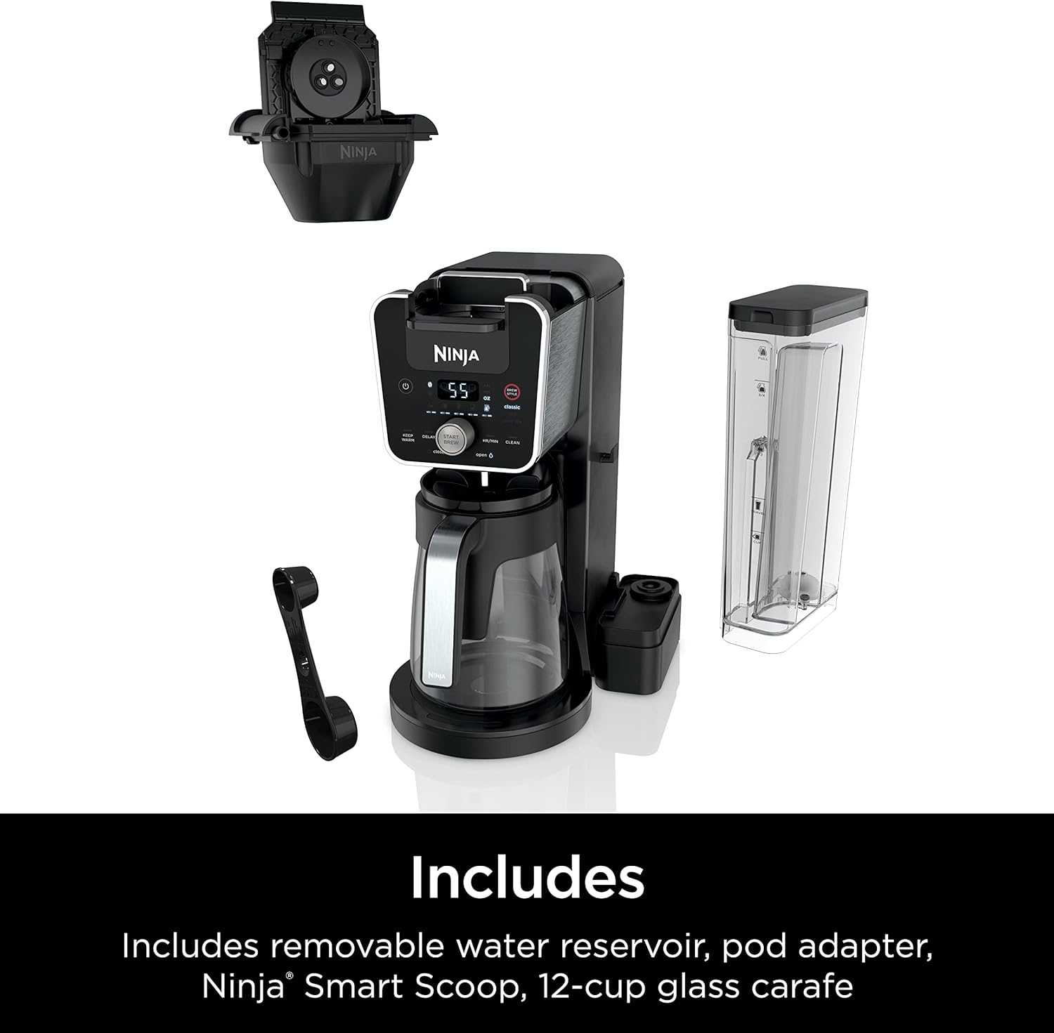 Ninja CFP201 DualBrew System 12-Cup Coffee Maker, Single-Serve for Grounds & K-Cup Pod Compatible, 3 Brew Styles, 60-oz. Water Reservoir & Carafe