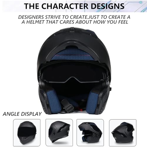 Adults Bluetooth Motorcycle Helmet Full Face Sun Visors Modular Helmets Flip up Motorbike Sport Offroad Mountain Lightweight Helmet for Men Women