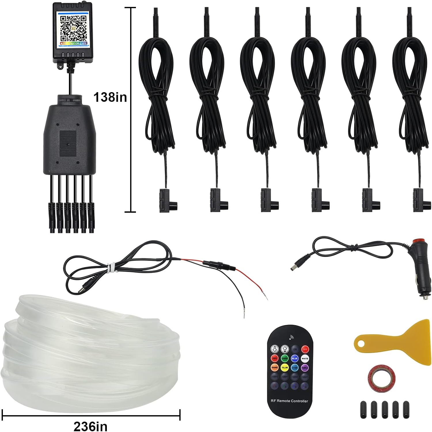 Interior Car Lights, WEBUPAR Car Accessories 10 in 1 Car LED Strip Lights with APP Control, 236 inches Fiber Optic